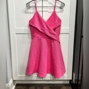 Bright pink spaghetti strap dress
